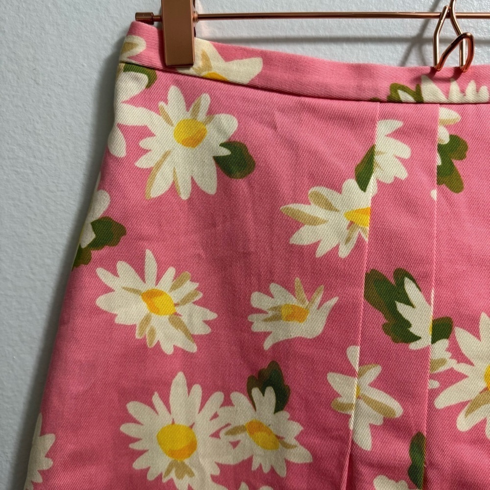 Moschino 1990s Y2K Cheap & Chic Pink Pleated Daisy Print Skirt Size 10 - Picture 6 of 14